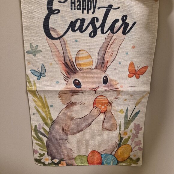 Happy Easter Bunny Garden Burlap Flag 12 x18 Double Sided – New - Picture 10 of 10